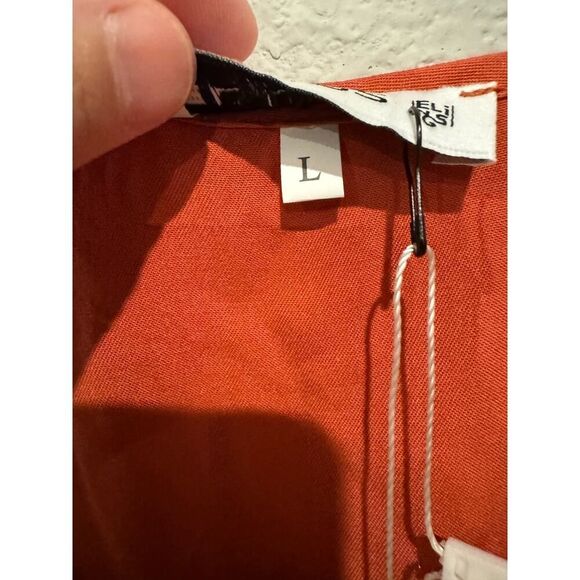 Elings Women's Spaghetti Strap Tiered A-Line Midi Dress Orange Size L NWT - Picture 3 of 5